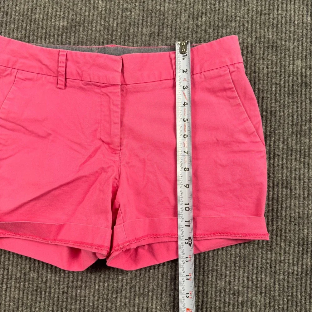 Nautica Womens Hot Pink Stretch Cotton Chino Shorts Size 6 Cuffed Mid Rise Twill